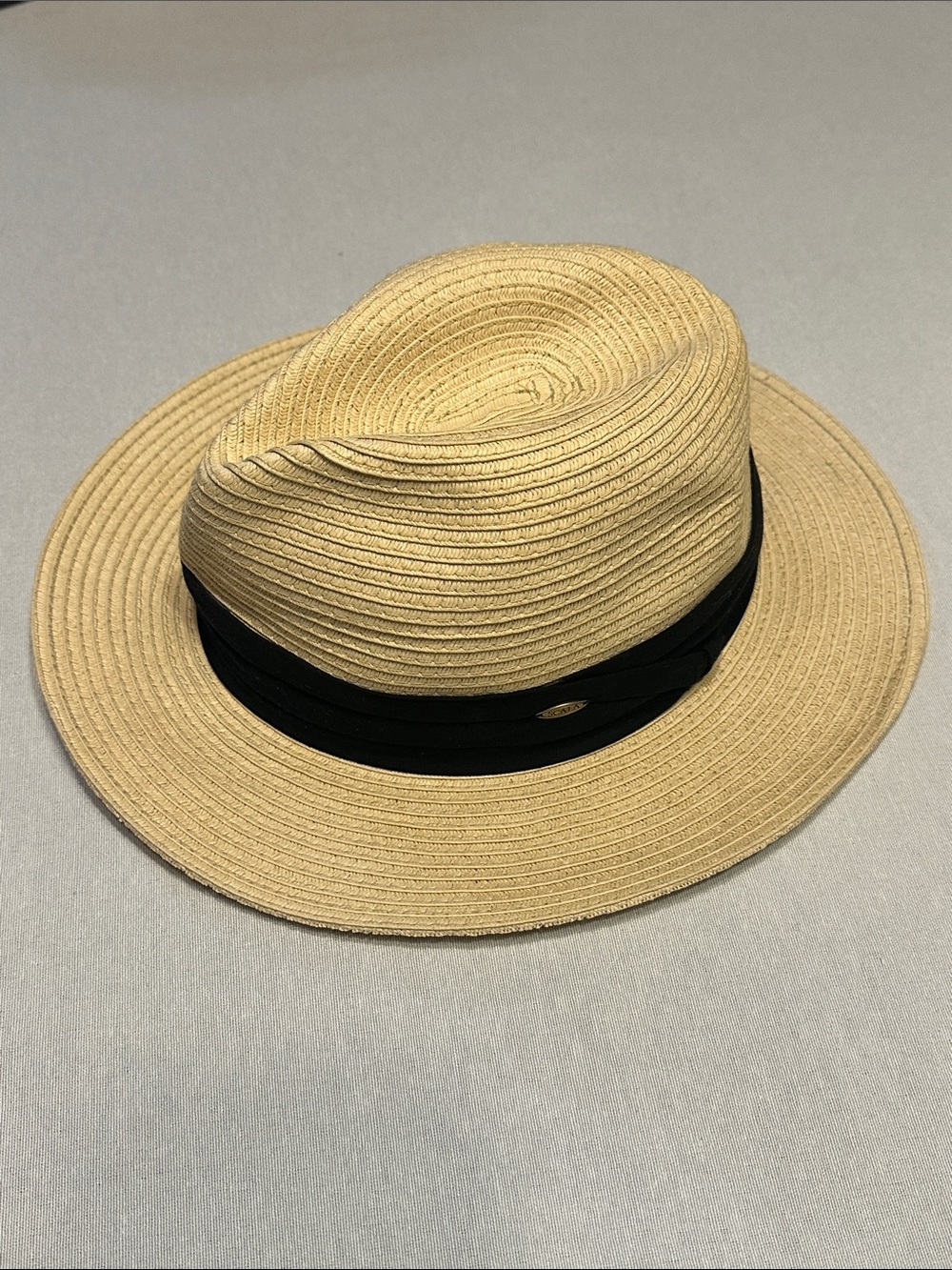 Scala Men's Straw Chateau Panama Hat with Black Band - Natural